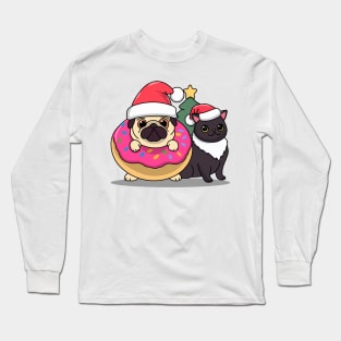 Dog and cats dressed as Christmas Long Sleeve T-Shirt